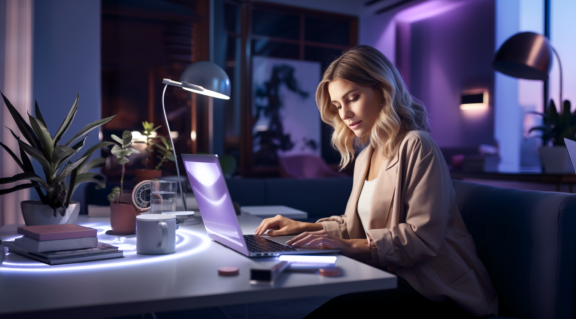 Woman working at home