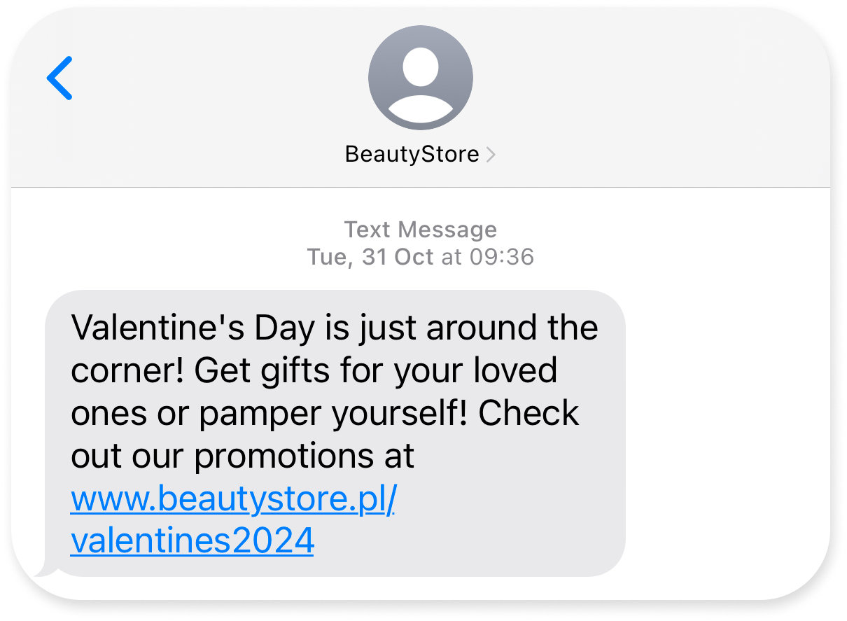 branded link in a text message