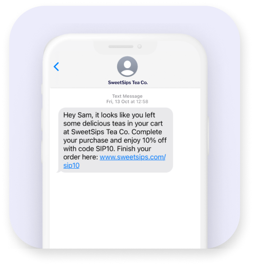 abandoned cart reminder sms