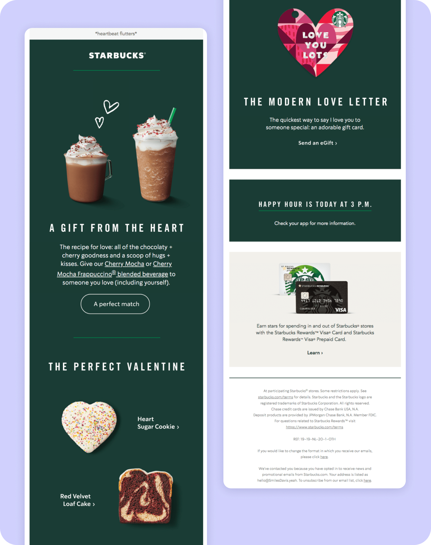 Infographic showing a Valentine's Day message from Starbucks