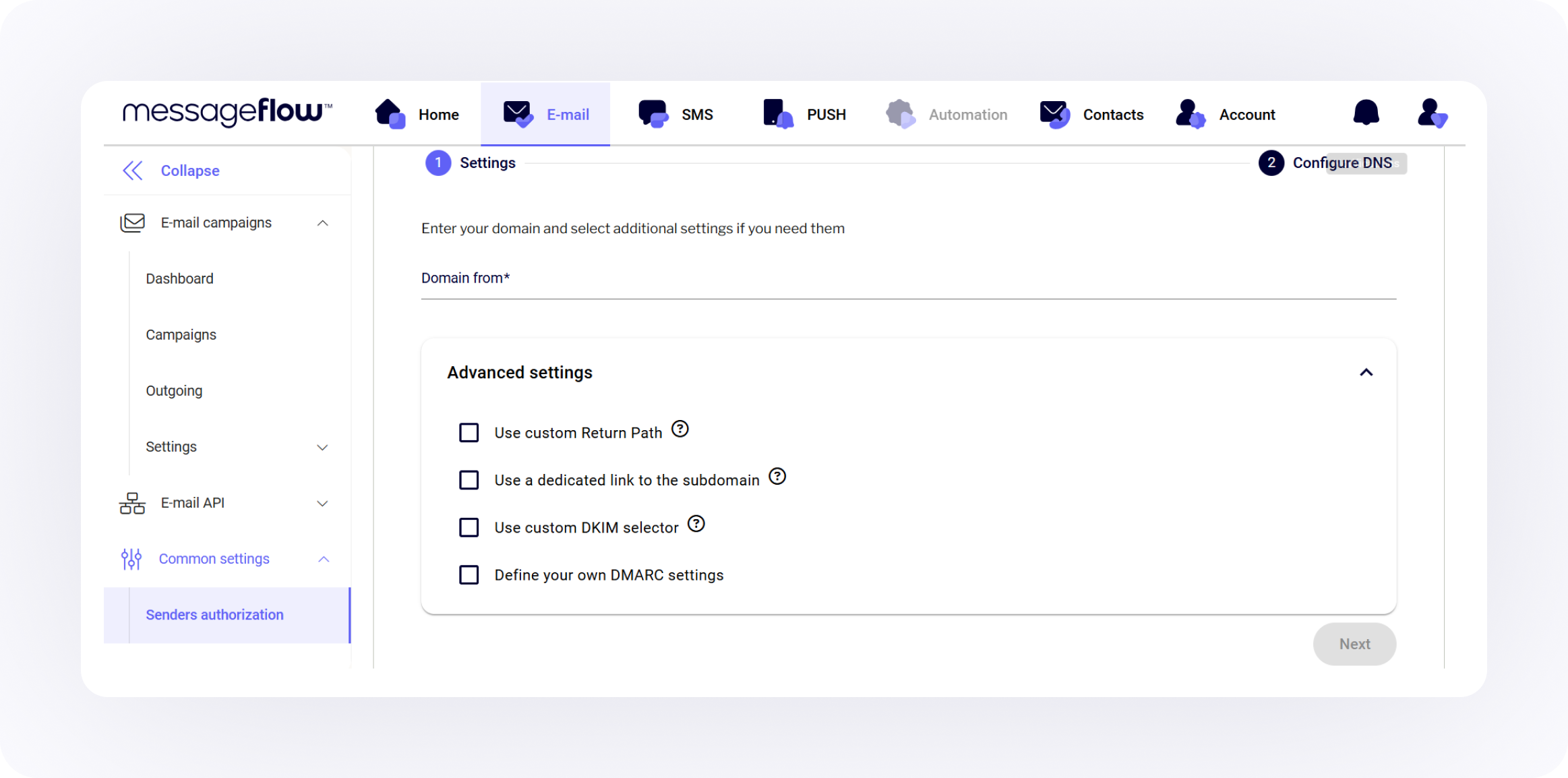 dns configuration with messageflow