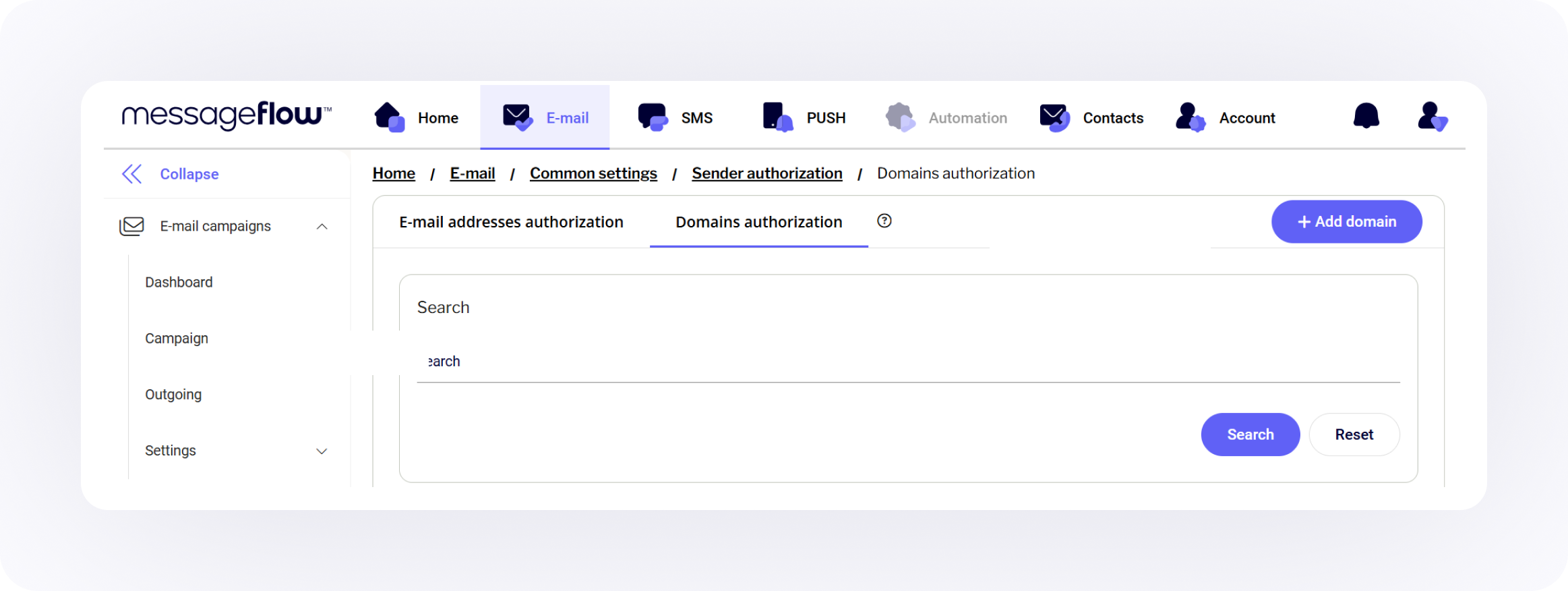 domain authorization with messageflow