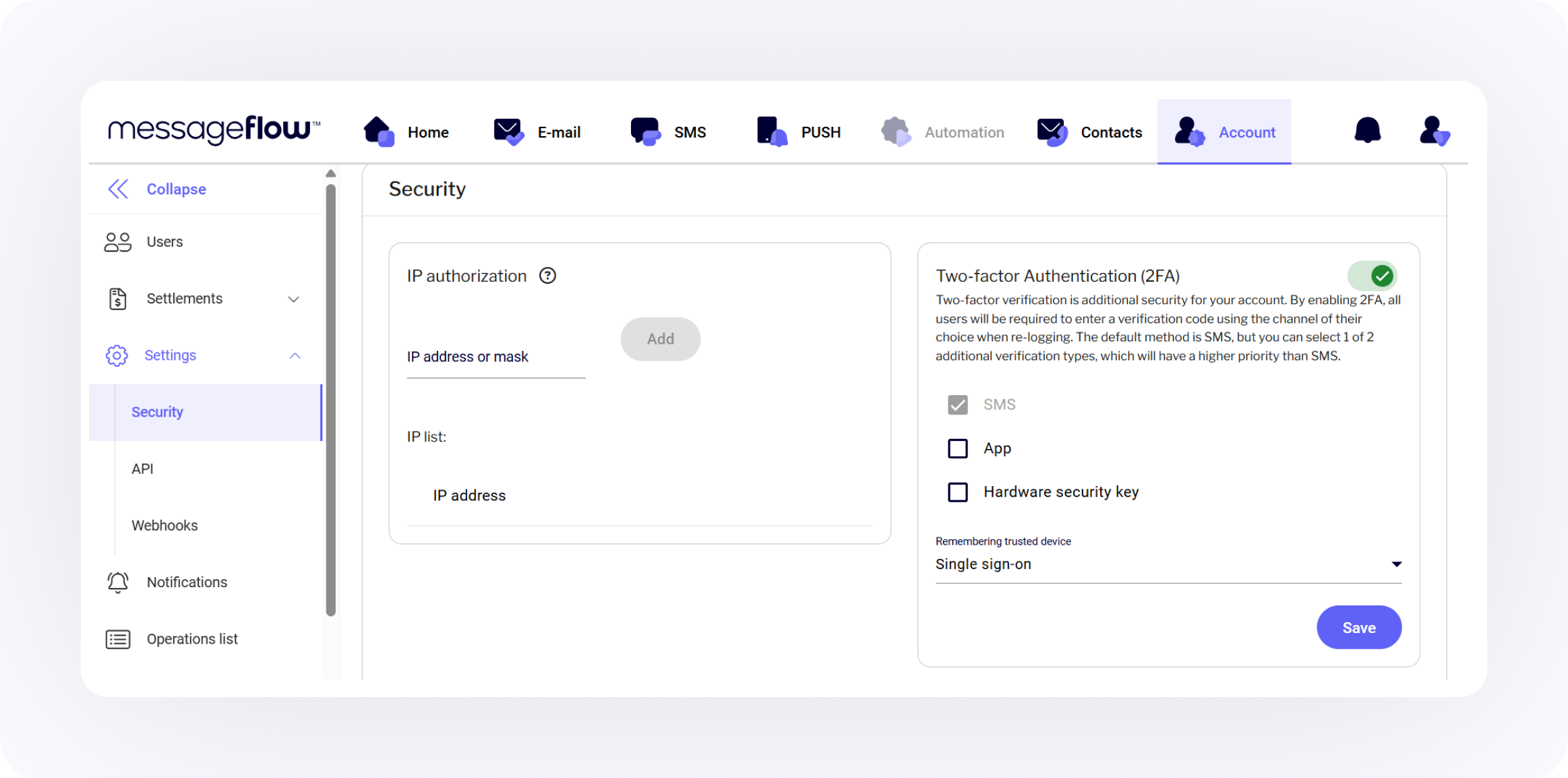 2fa enabled messageflow