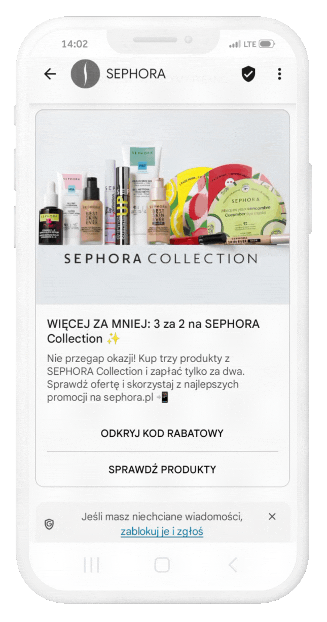 sephora rcs message