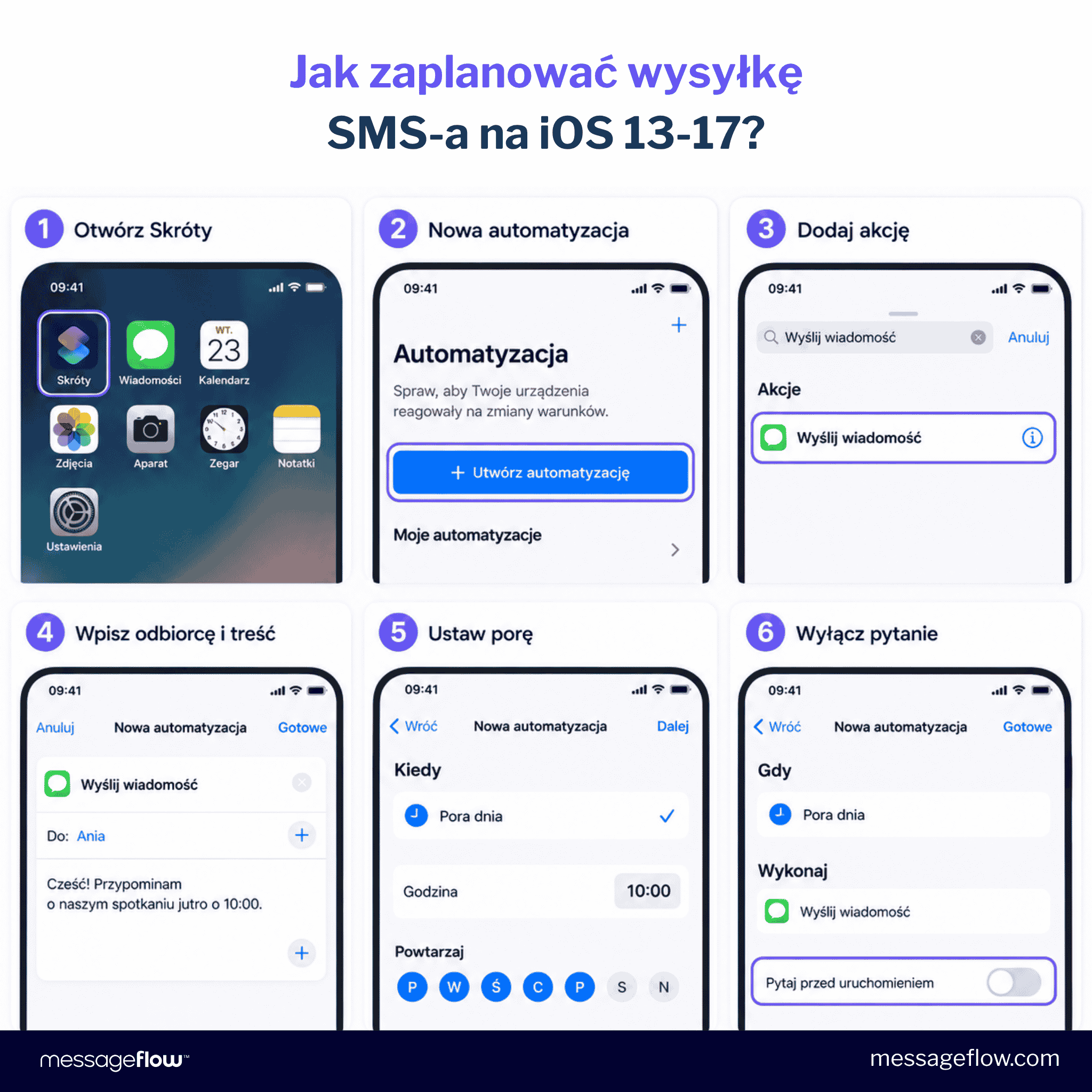 Jak zaplanować SMS-a na starszym iPhonie (iOS 13–17)?