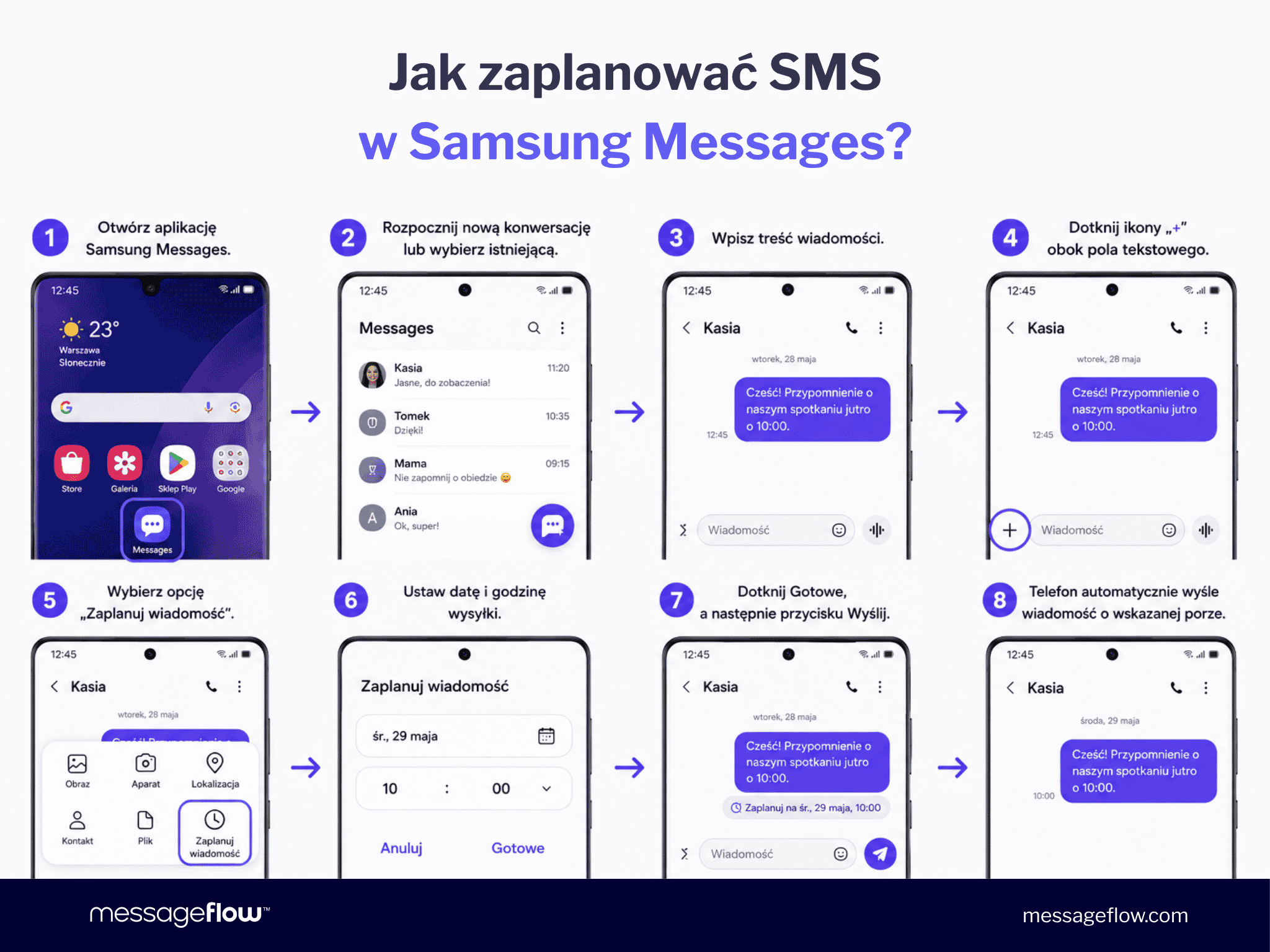 Jak zaplanować SMS w Samsung Messages?