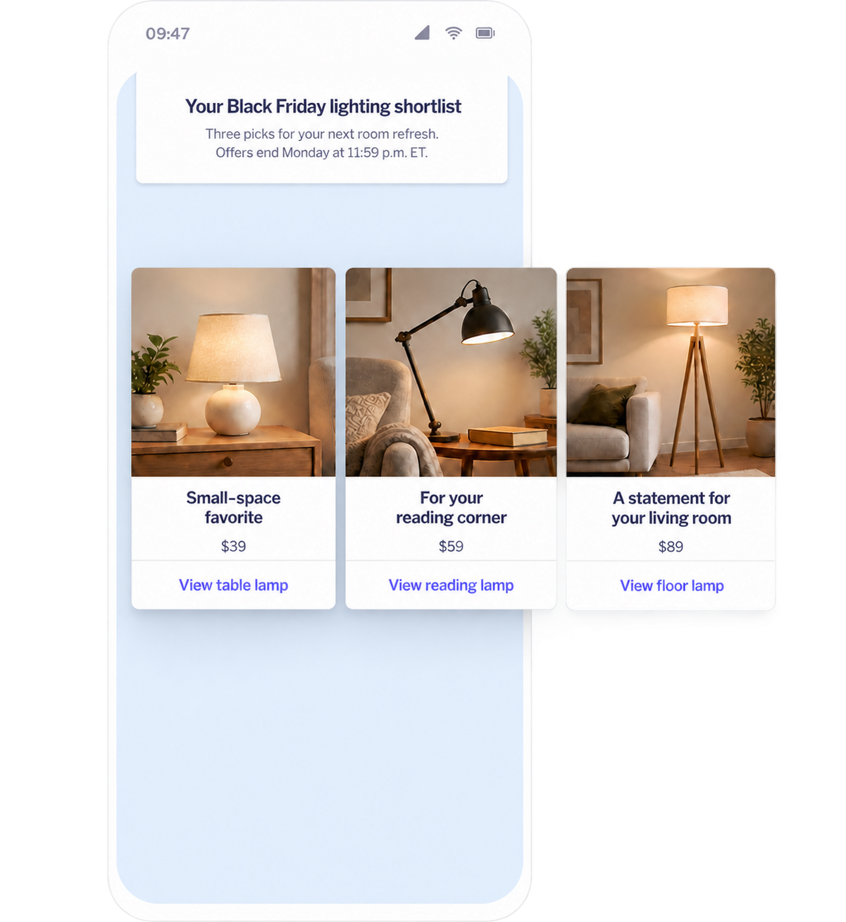 RCS for Black Friday product carousel