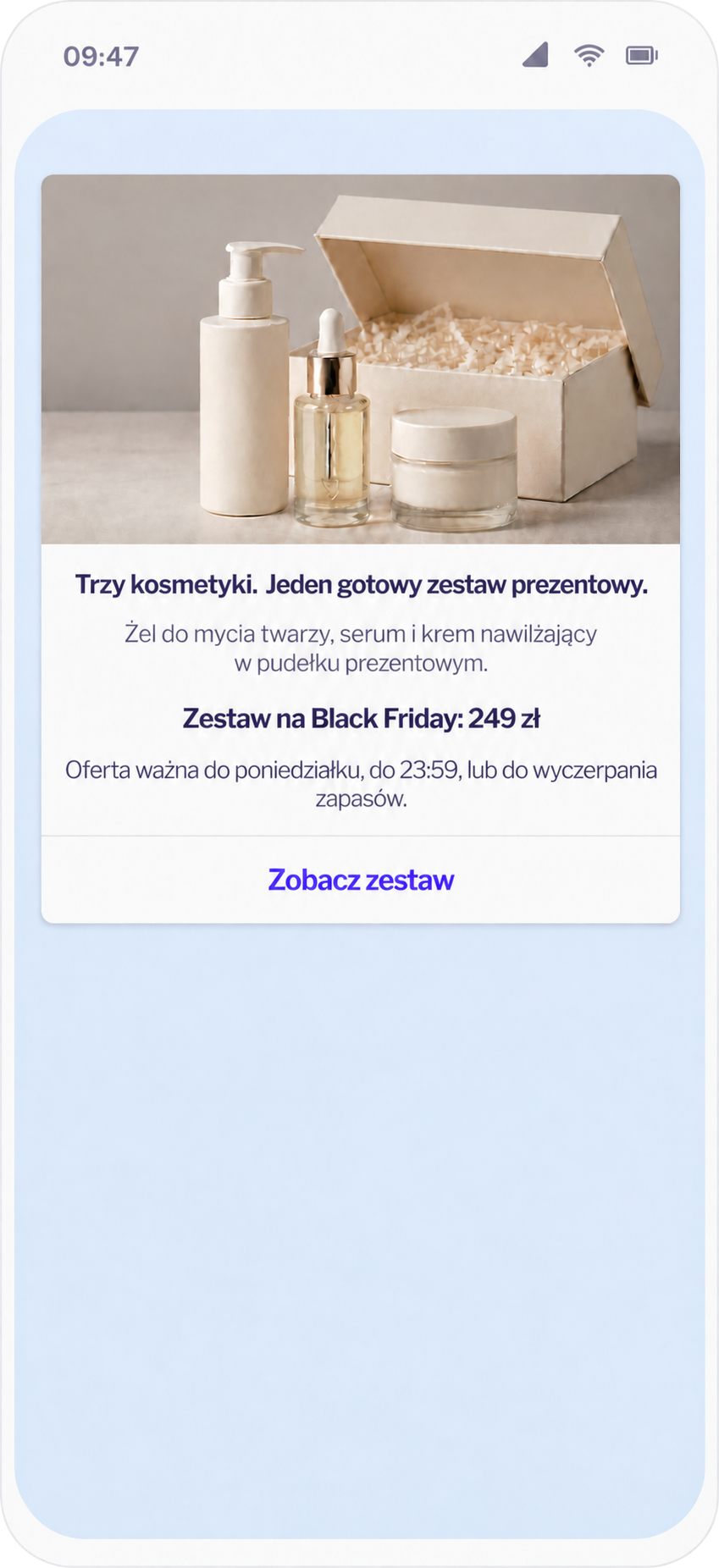 RCS na Black Friday rich card